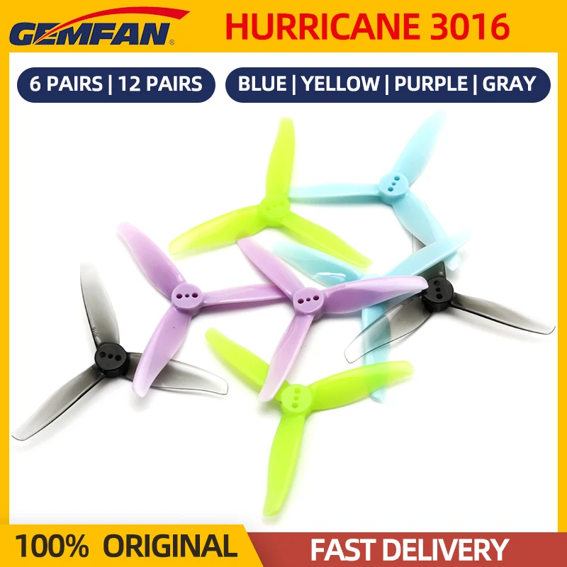 6/12 páry gemfan hurikán 3016 vrtule 3 -palcová čepeľ 1,5 mm otvor CCW rekvizity FPV Darwinfpv Cinewhopov Racing Drone Quadcopter