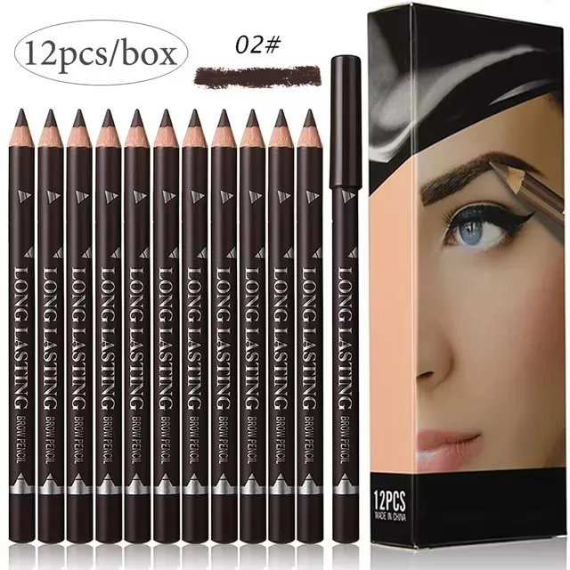 6/12ks očné obočie ceruzka nepremokavá profesionálna make -up pero Easy Color Prírodná čierna hnedá kozmetická kozmetická krása Nástroj