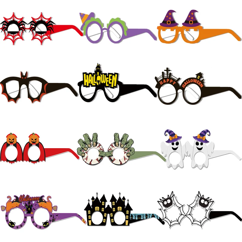 6/12ks pavúky pavúky Bat Ghost Funny Glasses Halloween Cosplay Photo rekvizity Halloween Party dekorácie Halloween papierové okuliare