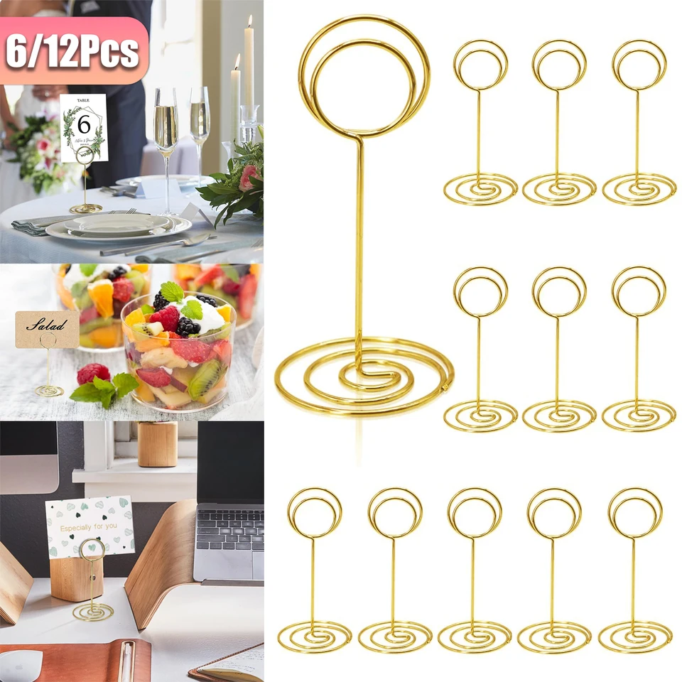 6/12ks Číslo tabuľky Držiaky Simple Table Table Sign Stand Place Držiteľ karty Držiak tabuľky Obrázok Poznámka Poznámka Držiteľ pre svadobnú narodeninovú oslavu