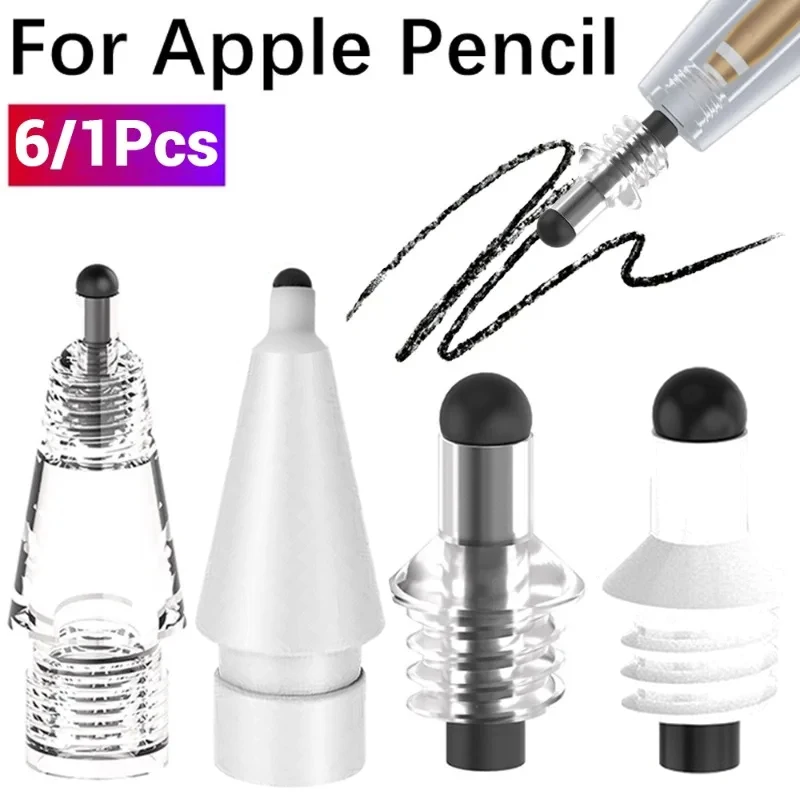 6/1ks pre jablkovú ceruzku 1./2. generácia Tipy ceruzky na opotrebenie pera stylus Tip Tip Soft Neh Blilet Tablet Hrots pre ipencil 1 2
