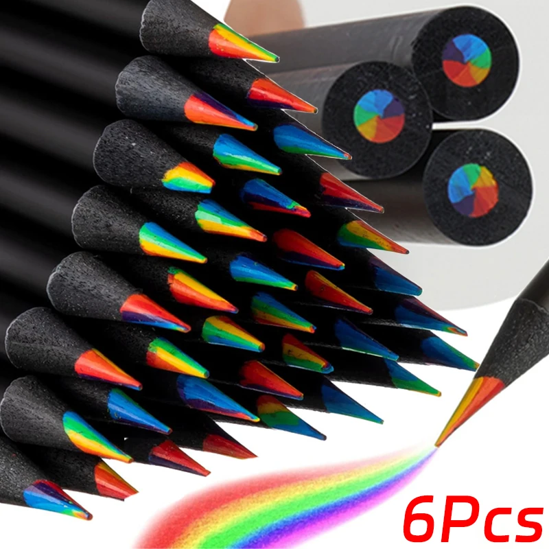 6-1pcs Dúhová ceruzka Pastel 7Colored Cencils pre dospelých viacfarebných ceruziek Art kresba sfarbenie náčrtov na skicovanie kancelárskych potrieb