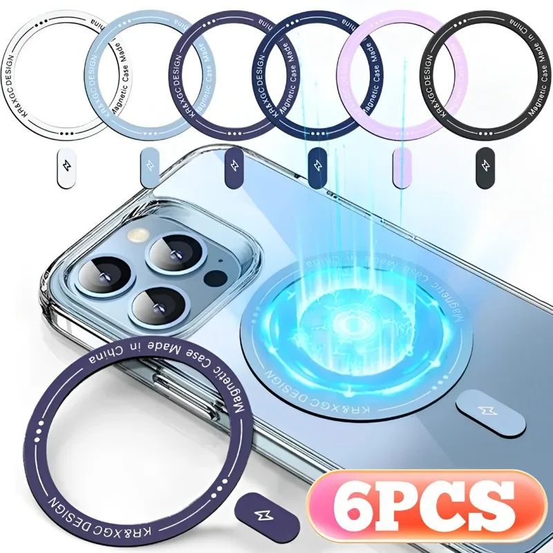 6-1pcs Magnetický kovový prsteň pre MagSafe Wireless Nabíjacie nálepky pre iPhone 16 15 14 Pro Max