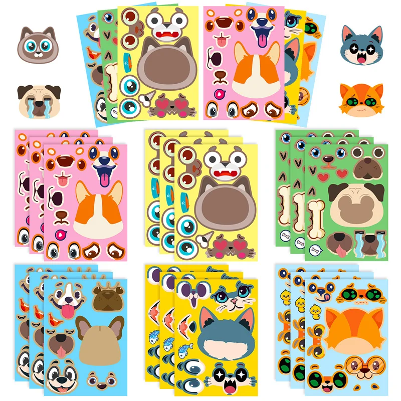6-24Sheet Make Dog Face DIY Puzzle STCKUZE