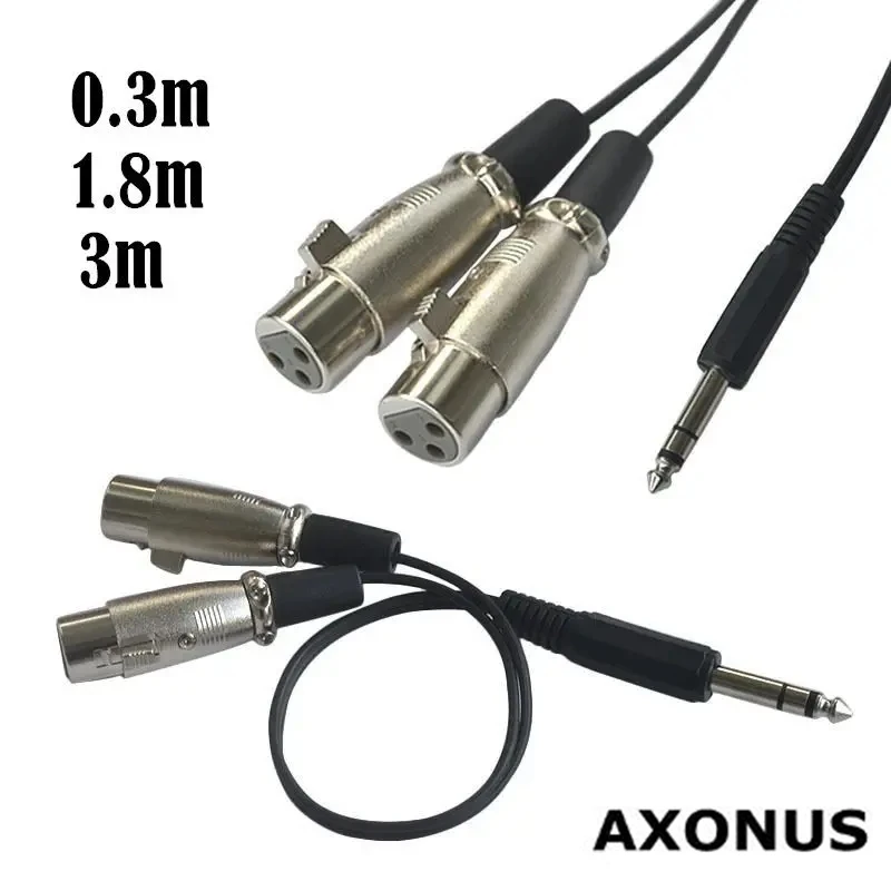 6,35 mm až duálny muž a samica, TRS 1/2 Audio kábel, veľká trojdolná zvuková karta s 2xlr napájacím zosilňovačom pripojený kábel