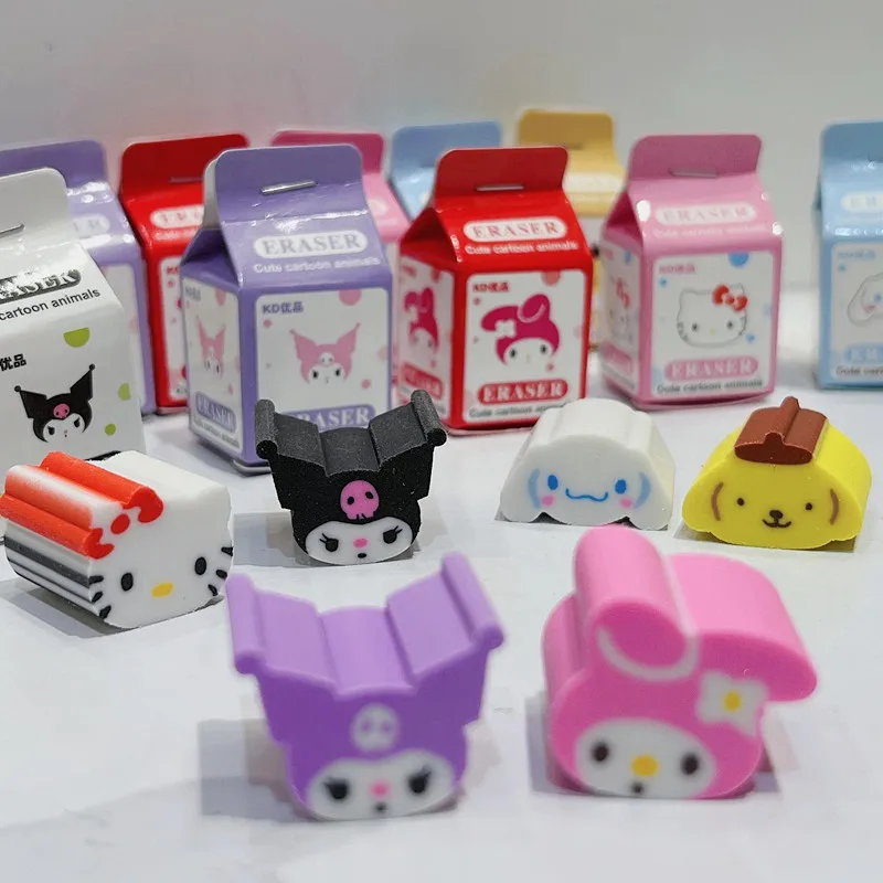 6/36ks Sanrio Hello Kitty Melody Melody Kuromi Cinnamoroll Pompompurie Eraser anime študentské kancelárske potreby gumy Školské potreby darček