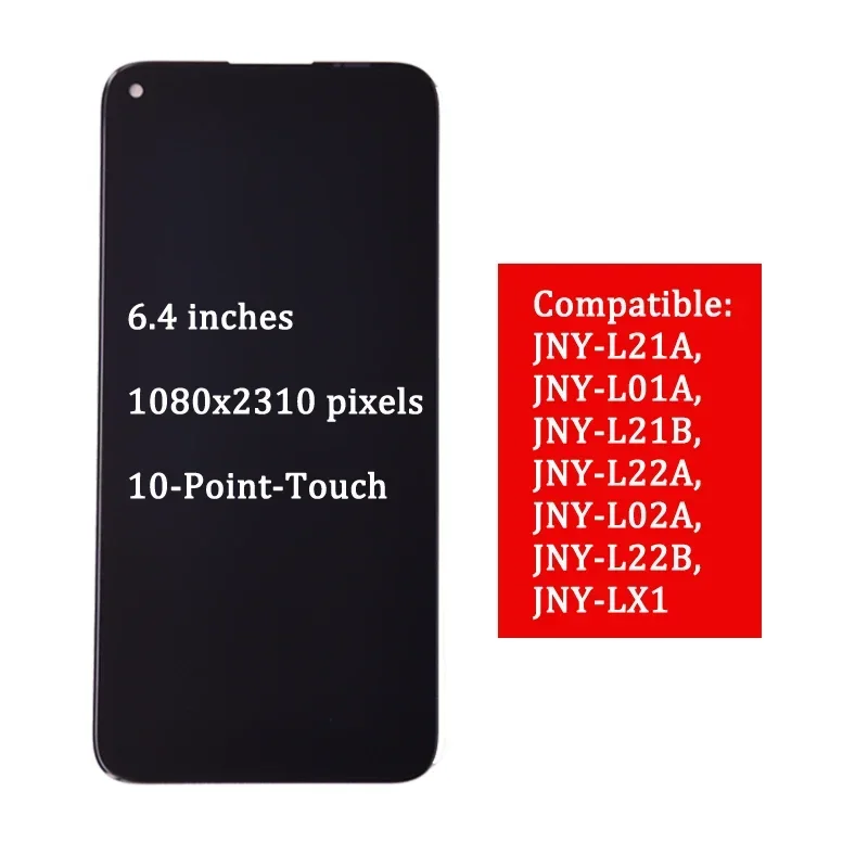 6.4 '' Displej pre Huawei P40 LITE LCD DISPICTION DIGITIZERÁCIA Zostava s rámom pre Huawei Nova 6 SE LCD