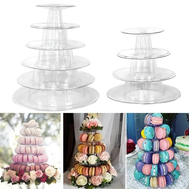 6/4 úrovní okrúhle macaron Tower Stand Cake Display Rack Cupcake Stand Deszerts pre bábätko