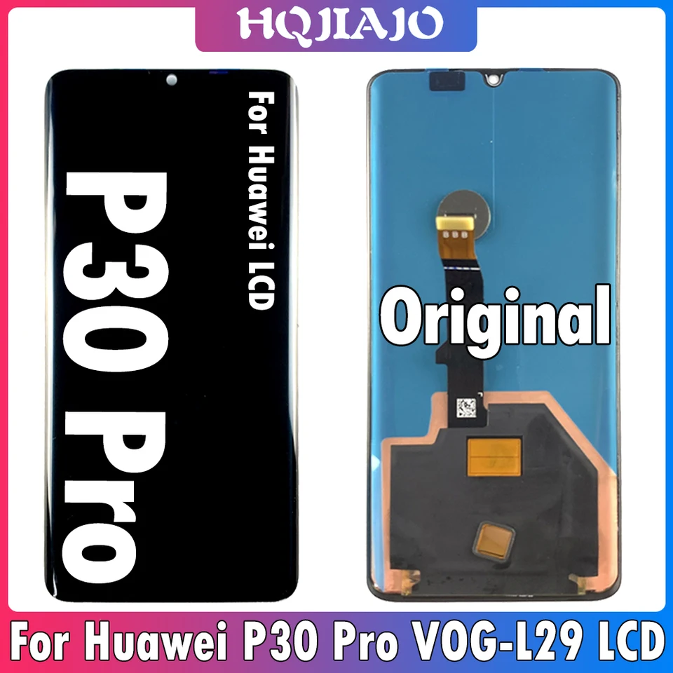 6.47 Originál pre Huawei P30 Pro VOG-L29 VOG-L09 VOG-L04 LCD DISPIT DISPLET DIGITÁTORIZER s rámom s odtlačkom prsta