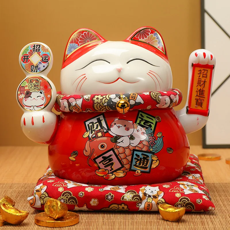 6,5/7,5 palca Lucky Cat Decotion Feng Shui Fortune Cat Ceramic Electric Ruc Treasure Shop Darček