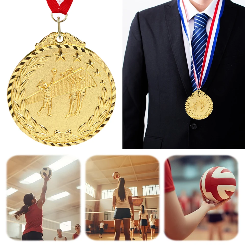 6,5 cm medaily volejbalovej medaily s medailami s kovovými výhercami z krku Gold/strieborná/bronzová medaila pre súťaže Party Race