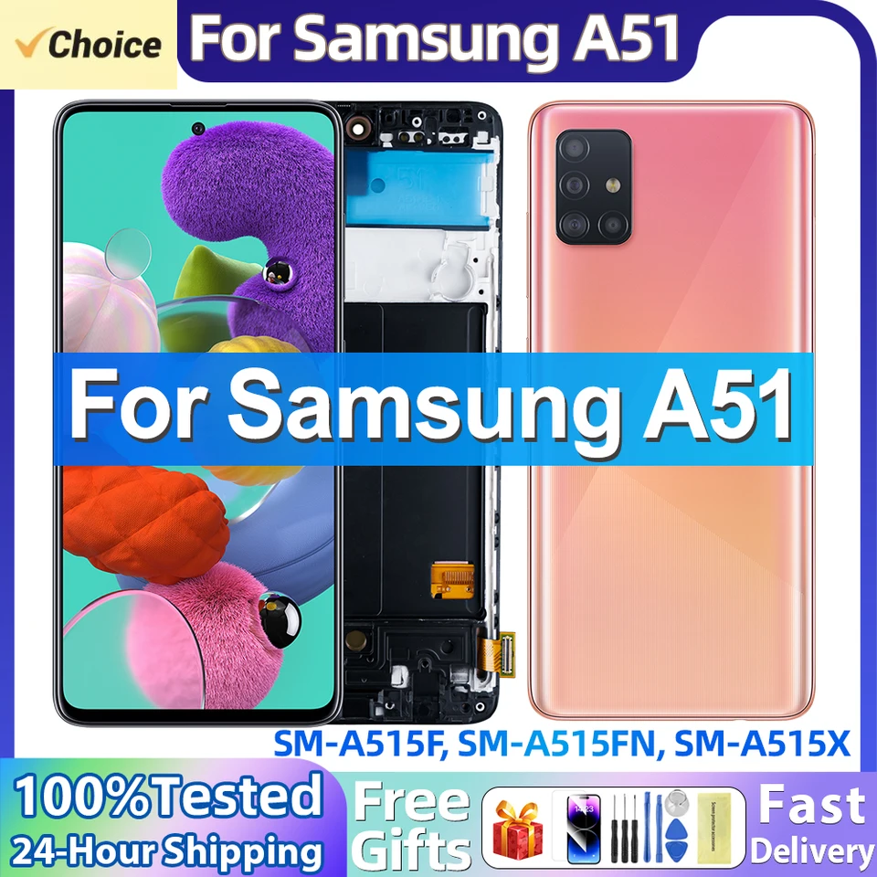 6,5 '' displej obrazovky pre Samsung Galaxy A51 LCD displej dotykovej obrazovky s rámom pre náhradu Samsung A51 A515 A515F A515F /DS