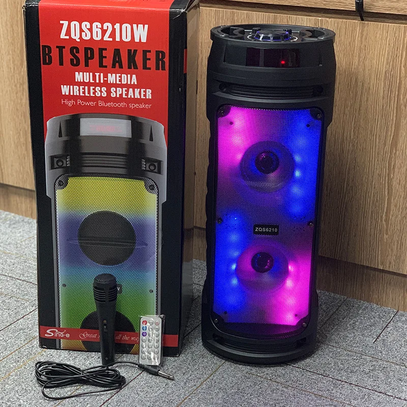 6,5 palcový bezdrôtový reproduktor Bluetooth Veľký výkon prenosný stĺpec Stereo Subwoofer Bass Party Reproduktory s mikrofónnou rodinou Karaok