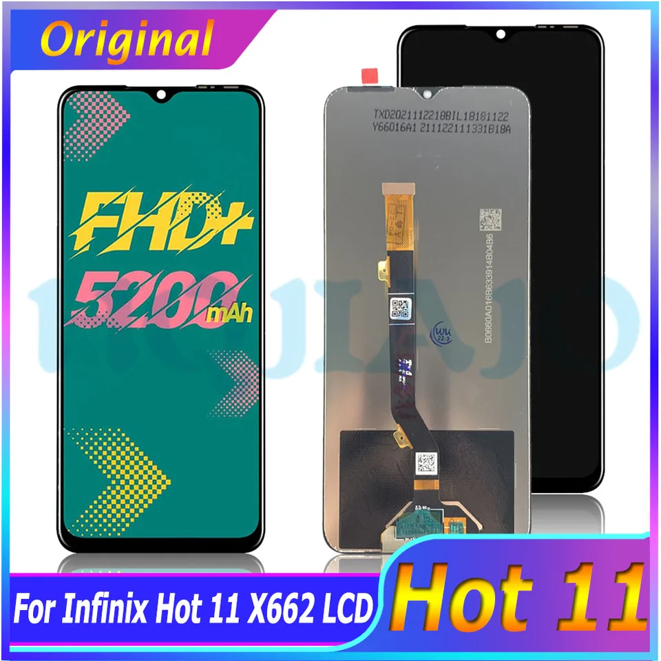 6,6 -palcová obrazovka pre Infinix Hot 11 X662 LCD Display Display Digitalizátor Digitalizátora pre X662B Hot 11 LCD