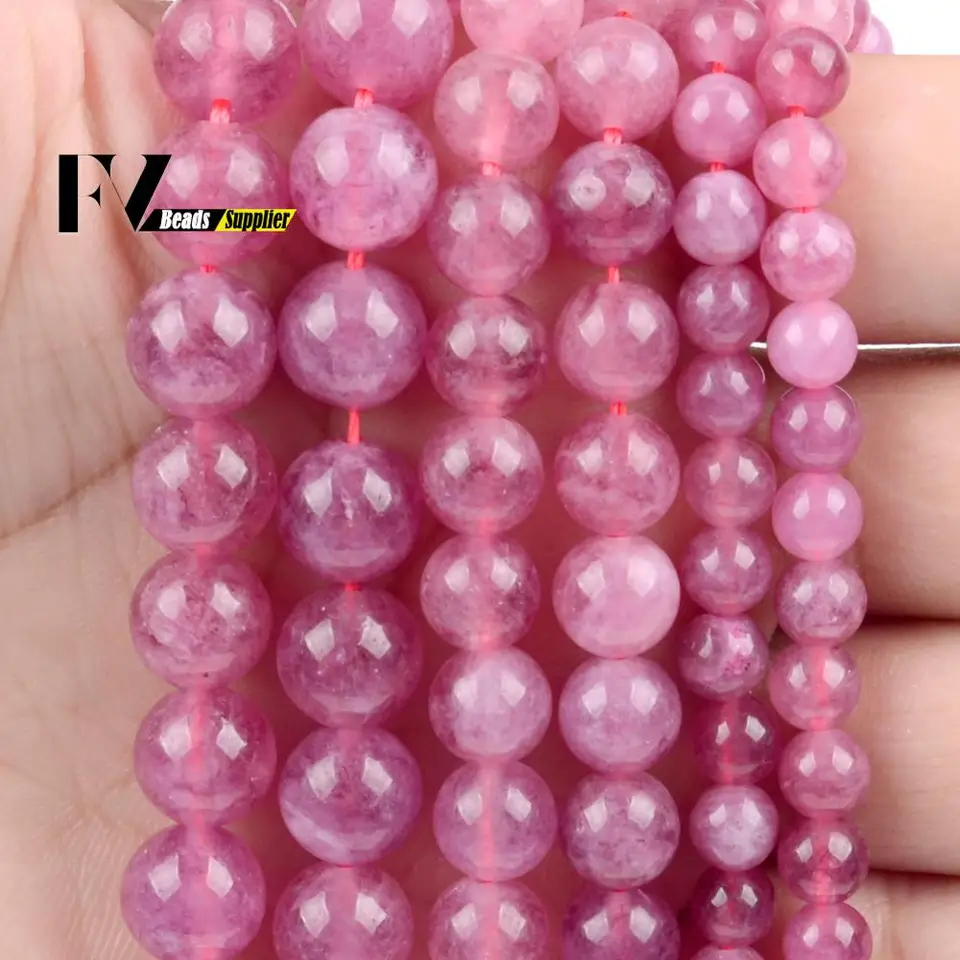 6 8 10 mm Prírodné ružové turmalíny Jades Kamenné korálky pre šperky výroby DIY Loose Spacer Petry Geads Náramky Náramky