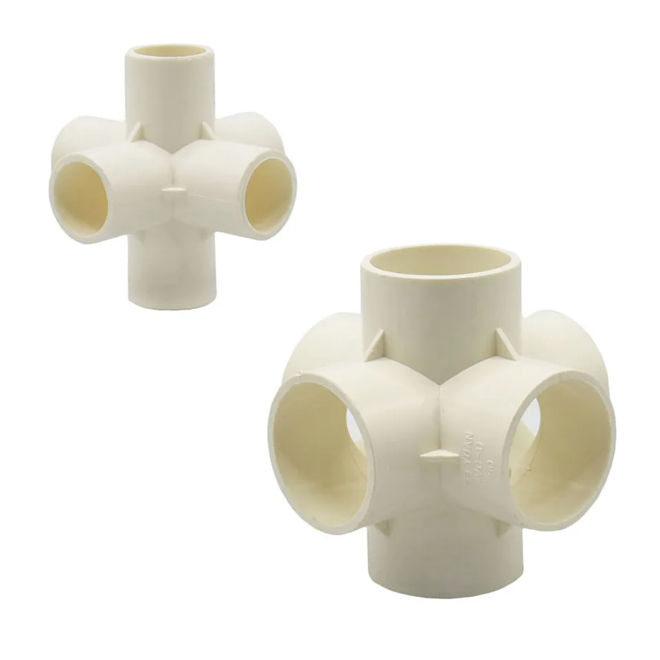 6-cestné 20/25/32/50 mm PVC konektor trojrozmerného dodávky vody Plastové tvarovky DN15 DN20 DN25 DN40