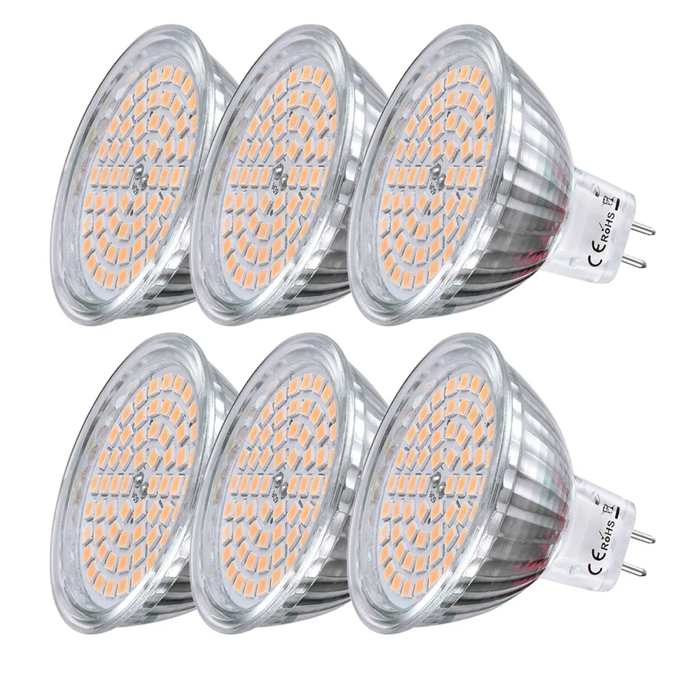 6-dielna MR16 G5.3 SMD LED žiarovka LIVE 4W G5.3 BI-PIN BASE LAMP SORTFILT Žiarová žiarovka AC/DC12V 110V 220V WARM WHITE = 35 W halogénová žiarovka