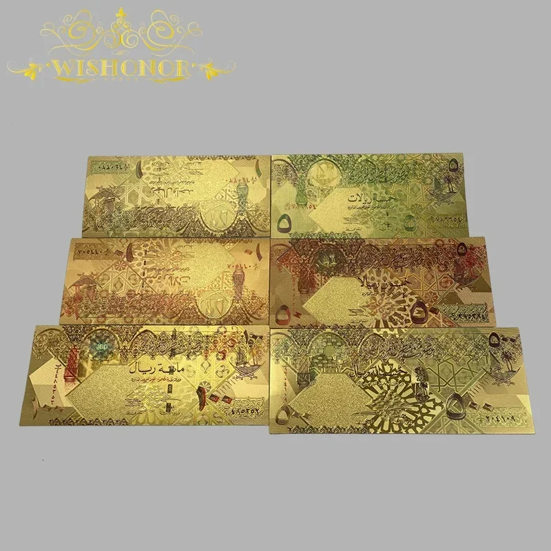 6 dizajn pekná farba katar bankát qar bankNote v 24k zlatom pokusom na inkaso