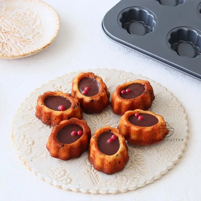 6 dutinových kvetinových uhlíkových oceľových koláčov forma Madeleine Muffin Cake Pan Džem sendvič s vaječnými koláčmi pre domácich majstrov