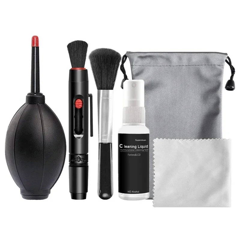 6 in 1 Camera Cleaning Profesionálny nástroj na čistenie objektívov DSLR s prenosným úložným vreckom vrátane čistiaceho pera pre dúchadlo vzduchu