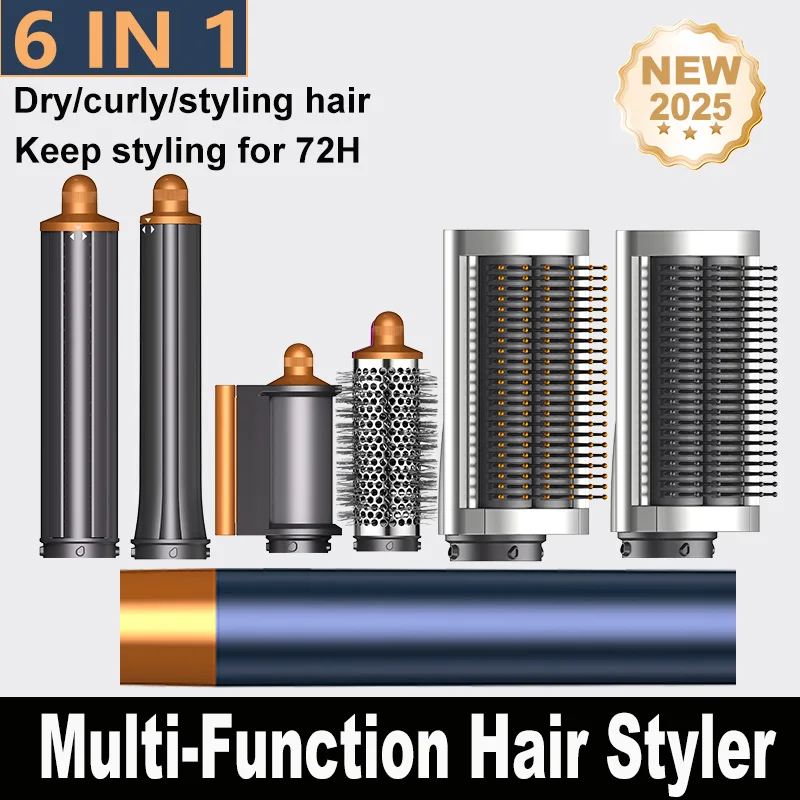 6 in 1 kaderový styler Profesionálne curlingové železné vlasové potrubie Styling Nástroj na vlasy Horúca hrebeň pre ženy sušič vlasov
