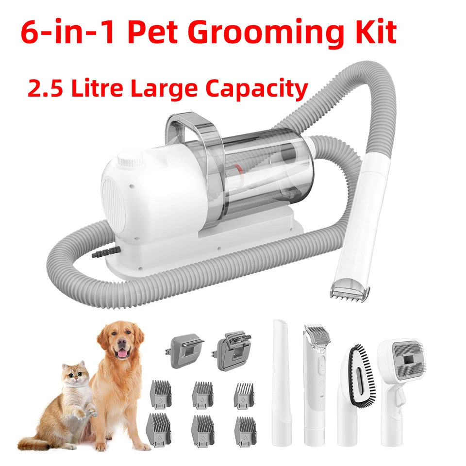 6 in 1 Pet Grooming Vákuová súprava psov starostlivosť o psa Clippers Remover s výkonom s energiou 2,5 l Vlasy s nízkym hlukom pre domáce zvieratá