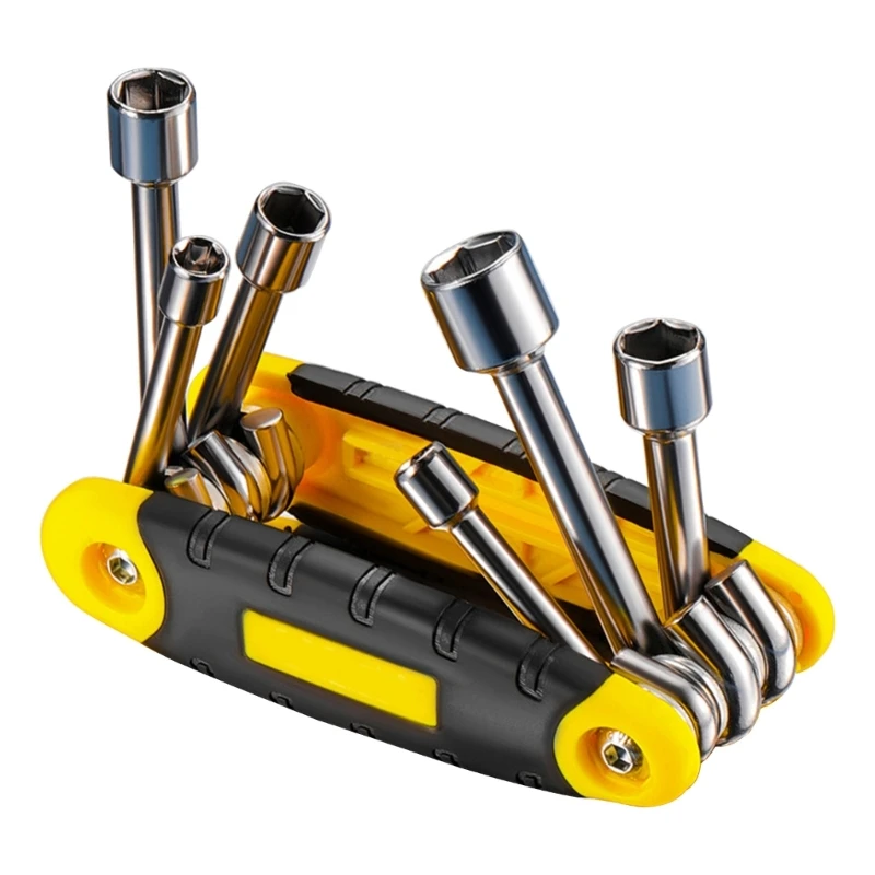 6 In 1 Skladacia šesťuholníková objímka Set Metric Small Tool Hexagonal Nut Screwdriver Set Skladací soketový kľúče ručný náradie