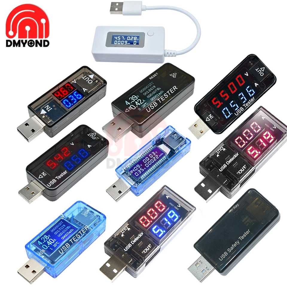 6 In 1 USB Tester Digital Voltmeter Ammeter LCD prúdový napätie nabíjačku na nabíjačku Kapacita detektora detektora Power Bank Wattmeter Indikátor