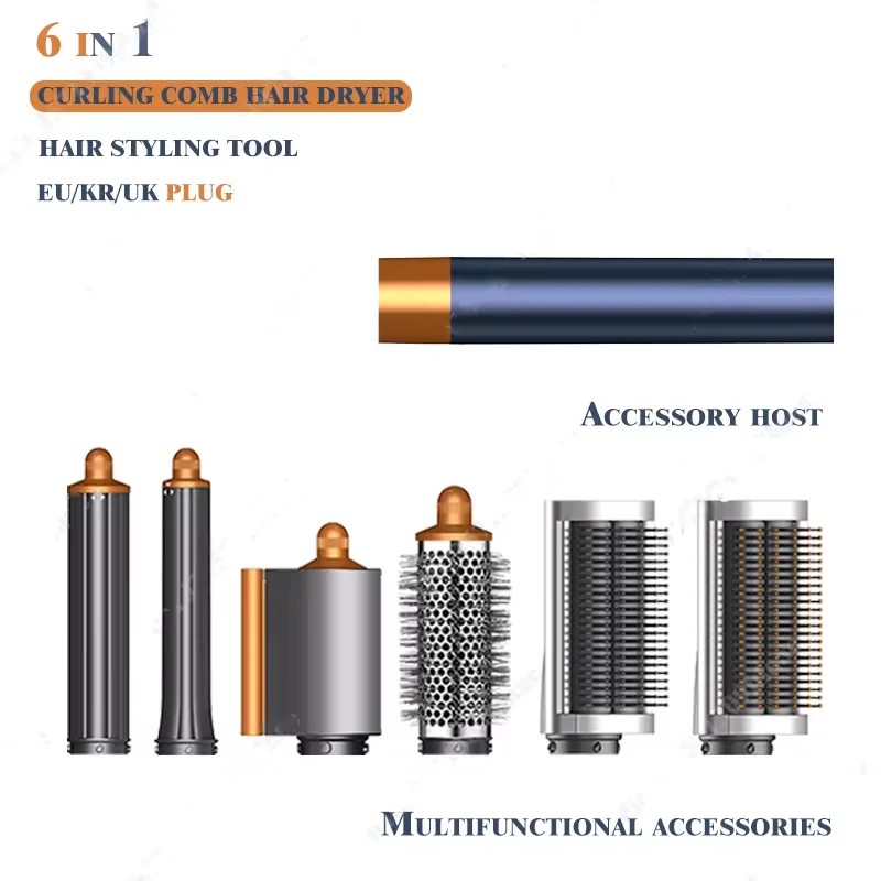 6 IN1 Multi Hair Styler Curling Iron Professional Hair Quiraner Curling Bruse Brush Sušer Salon Salon Hair Styler Nástroj