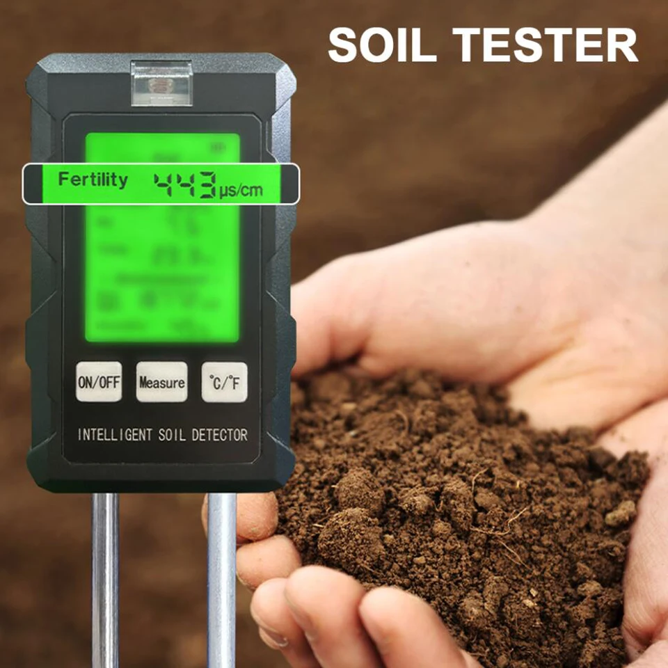 6 IN1 Vlhké slnečné svetlo PH Meter teplota Vlhkosť vlhkosti pôdna plodnosť záhradné rastliny kvety vlhký tester pôdny vlhkosť senzor