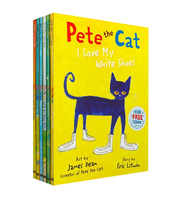 6 kníh, môžem čítať Pete The Cat Love My White Shoes English Picture Storybook Deti deti rané vzdelávanie Veľká veľkosť 28*21,6 cm