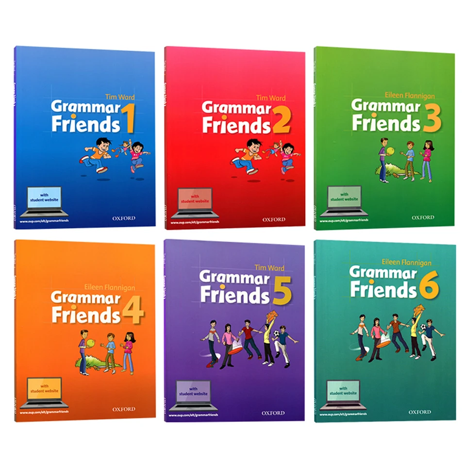 6 kníh triedy 1-6 Oxford Grammar Friends in English for Kids Naučte sa anglicky čítanie obrázkovej knihy Základná škola zošita učebnice