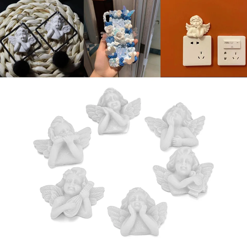 6 ks 3d biele krídlo detské anjelské kúzla Epoxidová živicová plesnia náplne Silikónové plesne výplň DIY prívesok šperky výroby remesiel