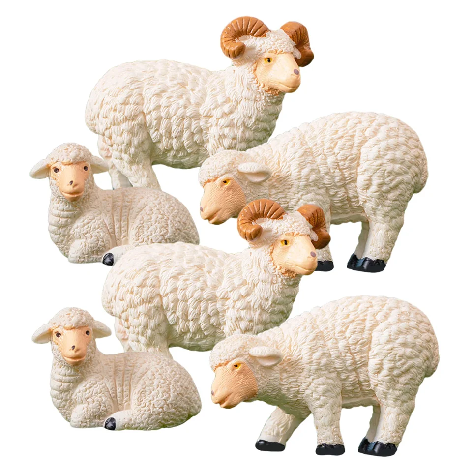 6 ks Micro Krajina dekorácie ovčie sochy kozie sochy kozie pre domácu obývaciu izbu Zvieratá figurína trávnik Miniatúra