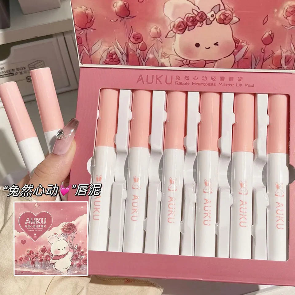 6 ks rúžmi súpravy Kórejská make -up kozmetika kozmetika MATTE LIP MAD TINT WATERPORPLE