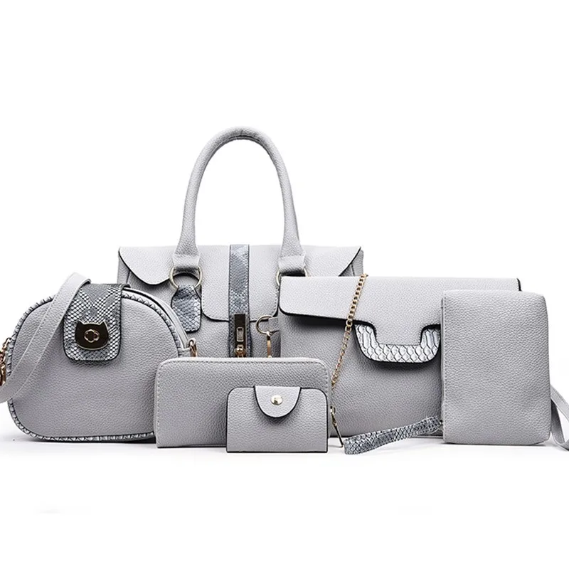 6 ks/set červené kožené kabelky Red PU Dámske tašky Sada Slávne značky Tote Bag Lady's Crossbody Bags Clutch Bag Womens'pouch