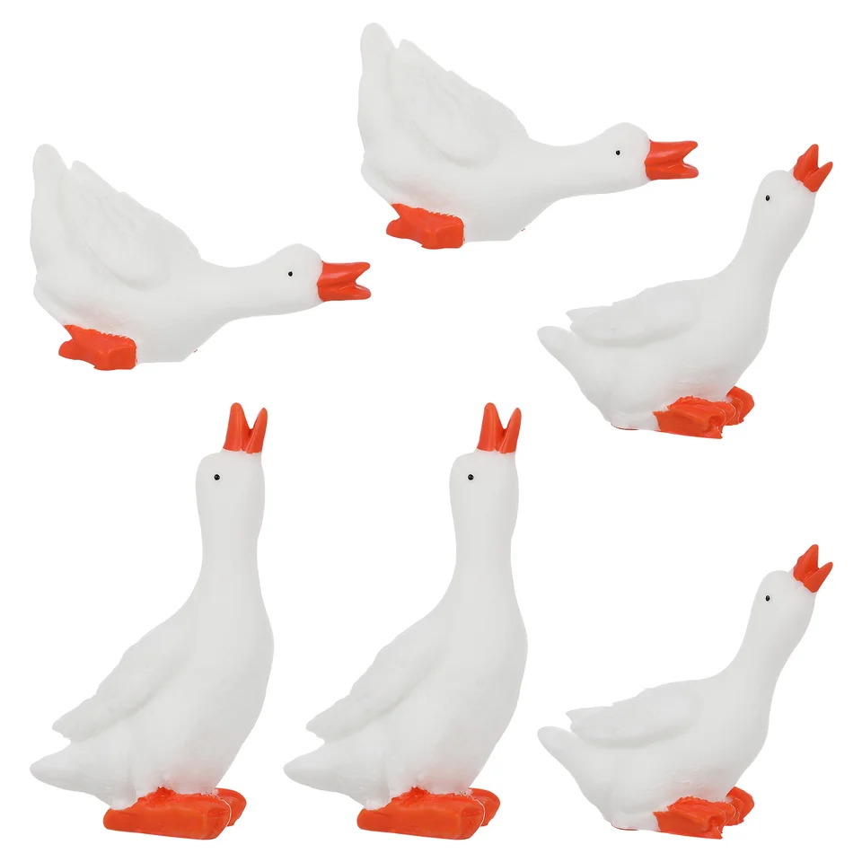 6 ks Veľká biela husa ornament Desktop Destor Decor Figuríny Miniatúrne husa
