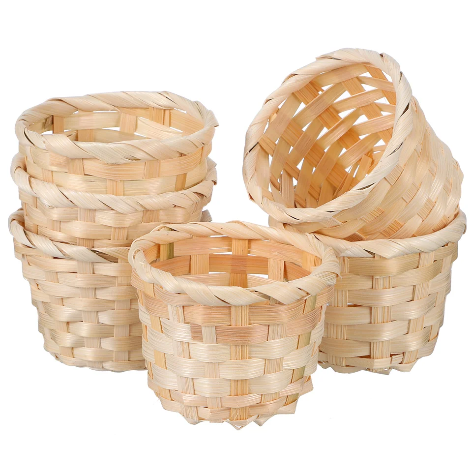 6 ks Woven Basket Storage Pikets Práčov