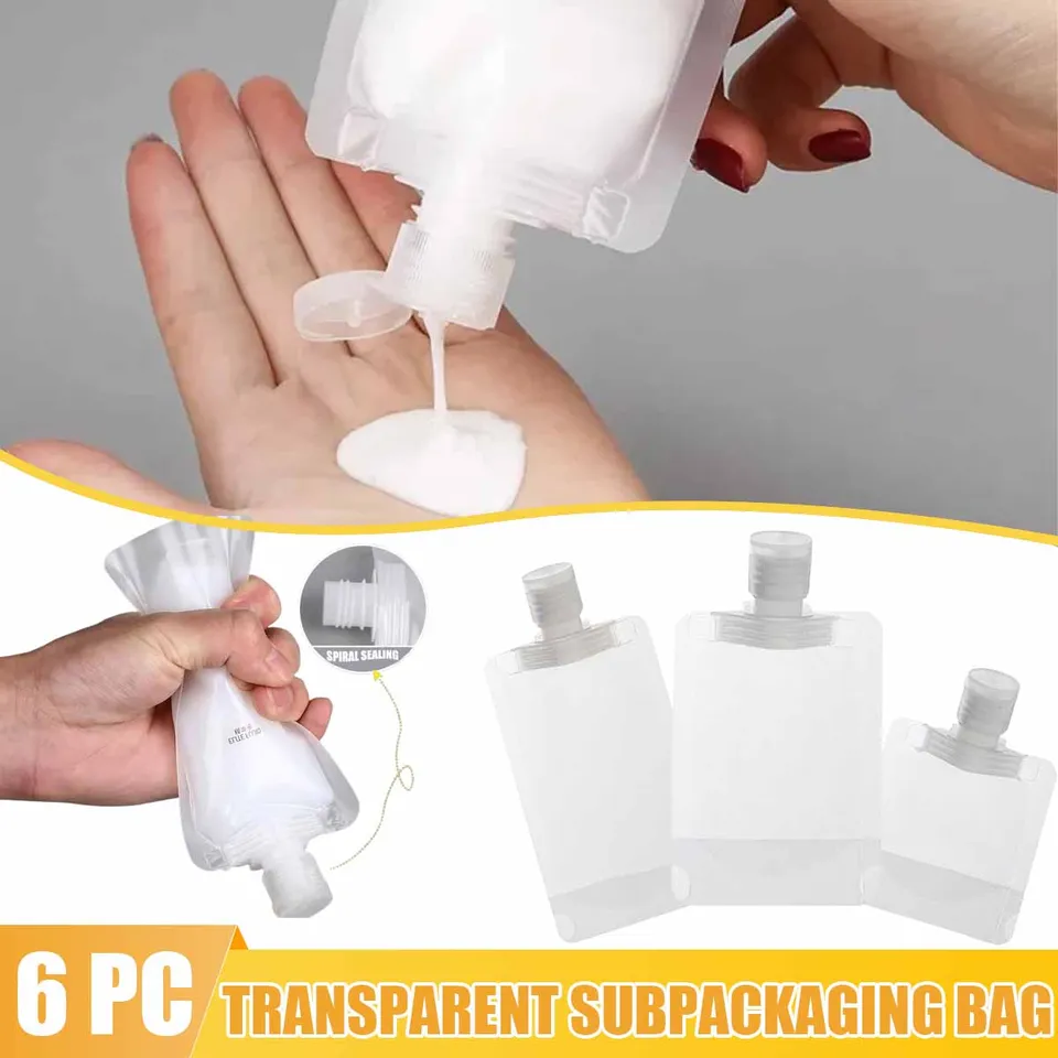 6 kusov 30/50/100 ml ľahko prepravovať cestovné dojčiace vrecko na opakovane použiteľné netesné šampón Kozmetické cestovné fľašu Dispening Bag Bag