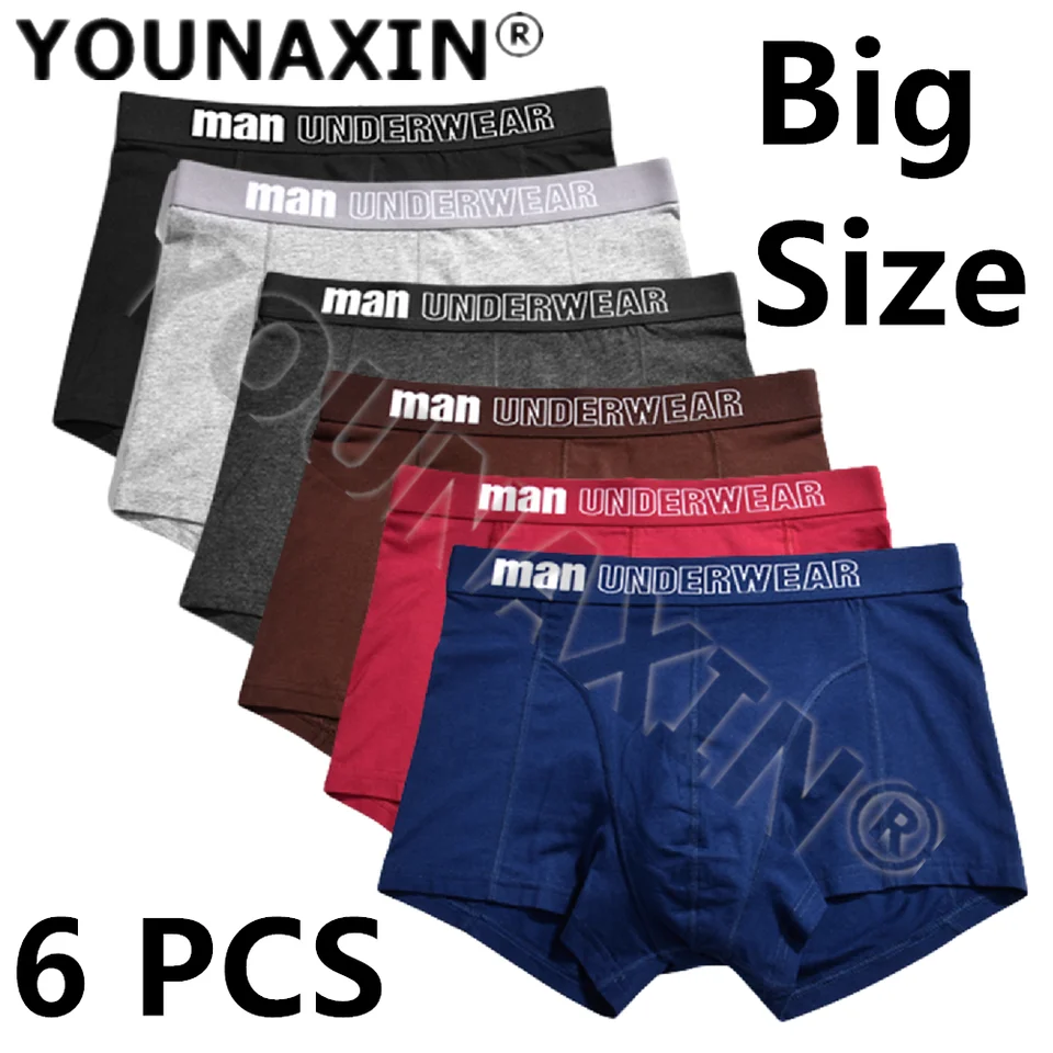 6 kusov mužov veľká veľkosť bavlnená spodná bielizeň Krátky solídne spodné spodné prádlo Boxery nohavičky Priedušné spodné podsieť SML XL 2XL 3XL