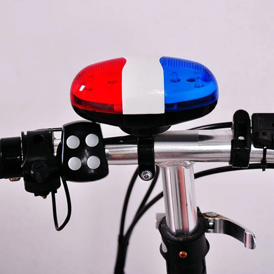 6 LED Bicykel Bell 4 Tónový výstražný výstražná siréna Light Elektronický cyklistický bicykel Bicykel Bell Horn Alarm Alarm Alarm Alarm