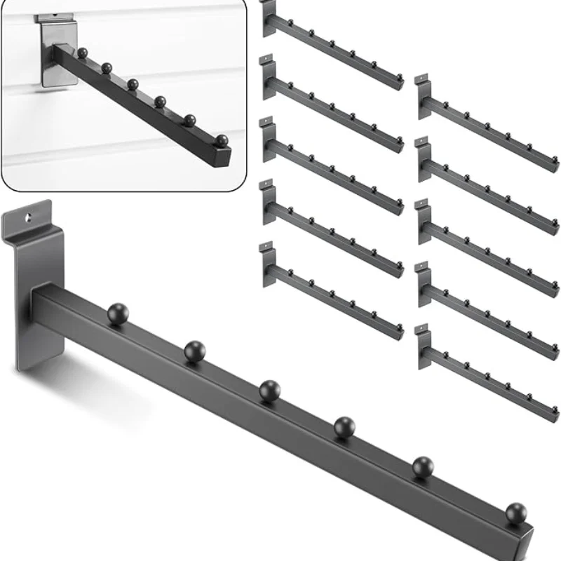 6-lopty 30 cm vodopád Slatwall Hooks, kovové ťažké dane Slatwall Hooks Accessories pre maloobchod, oblečenie, garáž, obchod s obchodom, BL