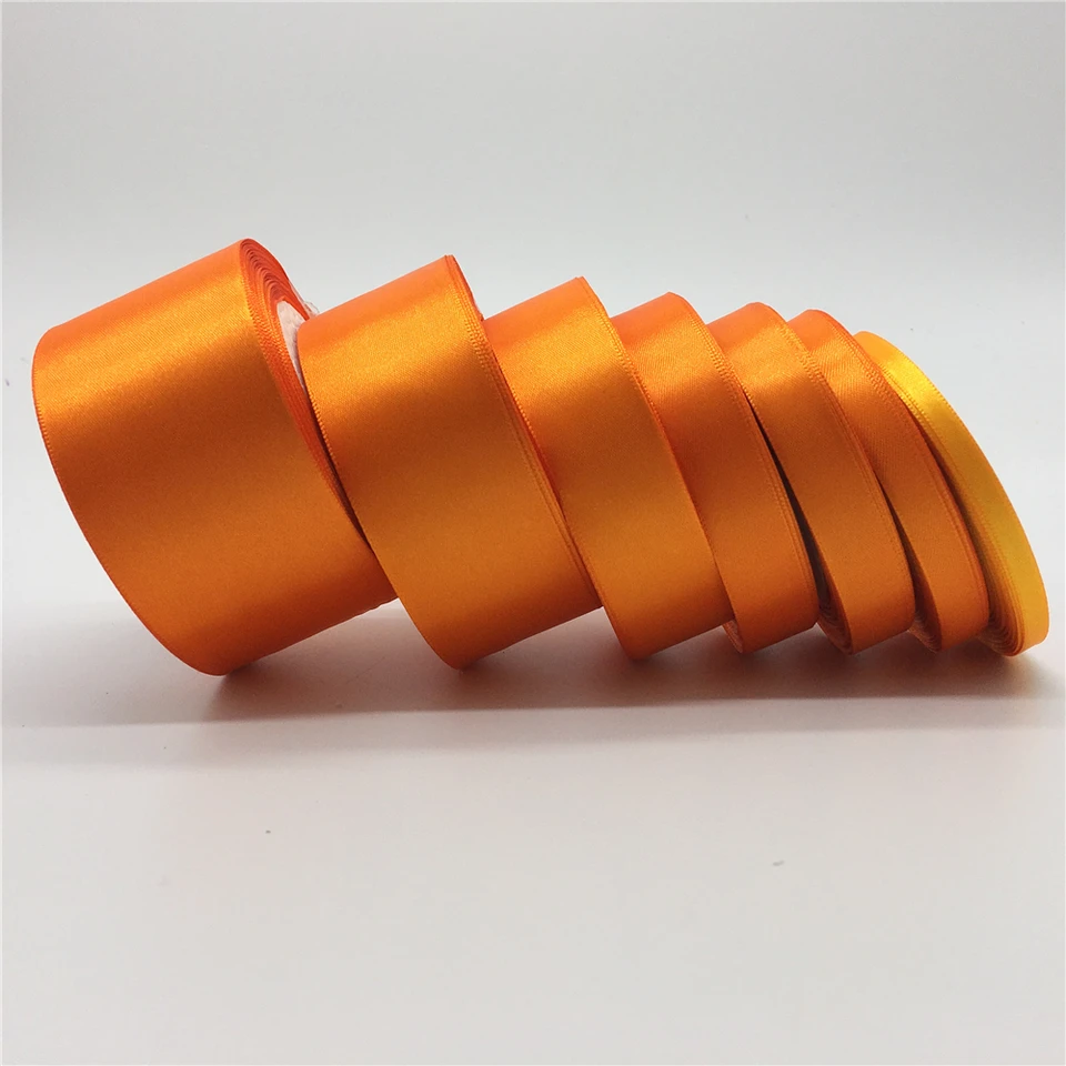 6 mm 10 mm 15 mm 20 mm 25 mm 38 mm 50 mm (1 -roll 25yds) Oranžový hodvábny saténový stuha Svadobná strana Dekorácie Pozvánka Darčekové balenie