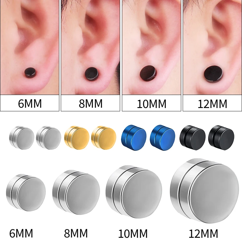 6 mm/8 mm/10 mm/12 mm okrúhly kruh Non piercing silný magnet Magnetické pánske uši Spona uši
