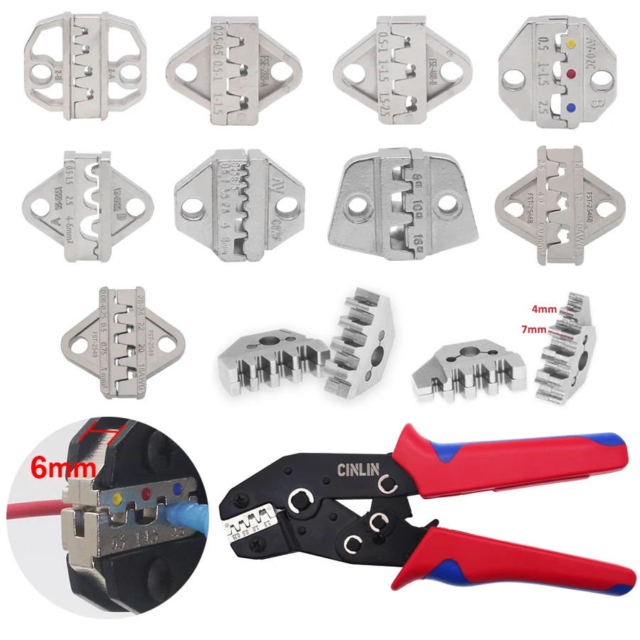 6 mm krimpovanie zomiera diely čeľuste pre 7,5 palca kliešťové klieštia Terminály Crimper 02C 58b 2546b 2549 06WF 16WF