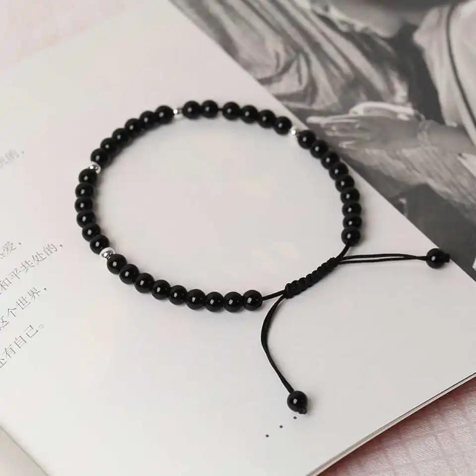6 mm Krásne prírodné čierne agátové korálky Kompily náramok požehnajte národný štýl Fancy Women Yoga Colorful náramok modlitby