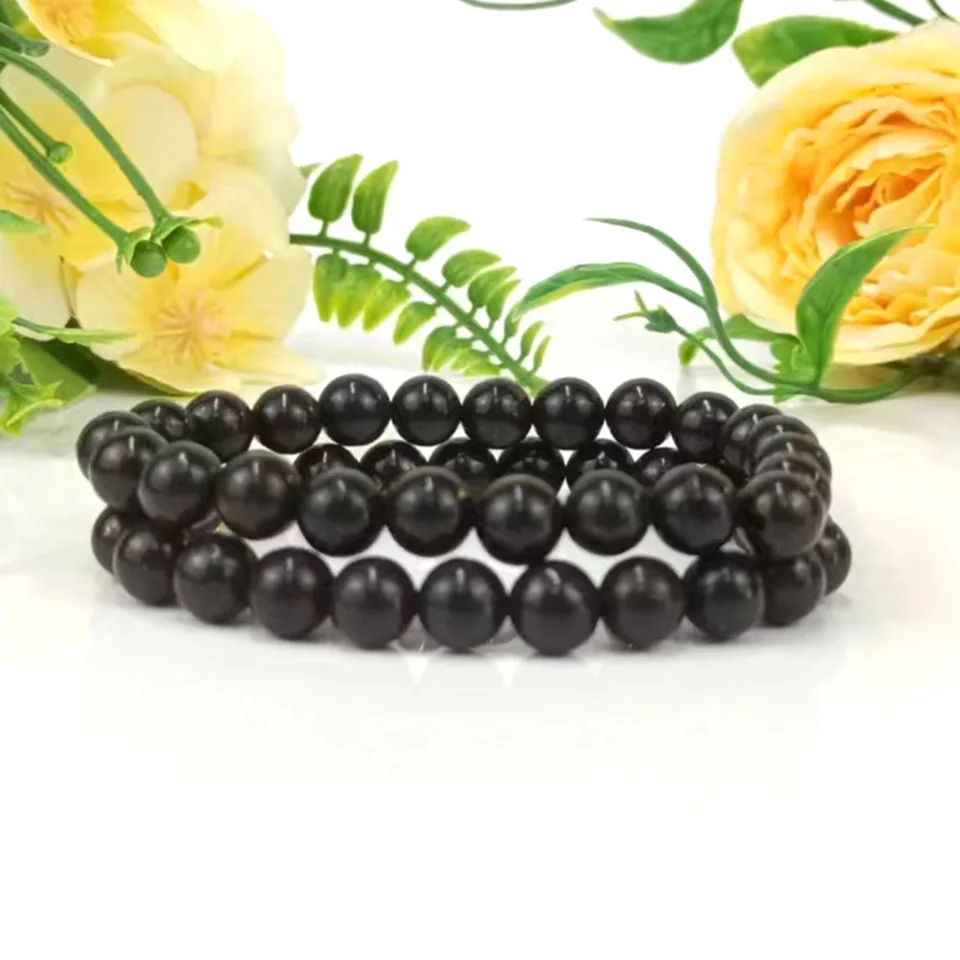 6 mm8 mm Schungite Black Rusko shungitový náramok korálky Real Natural Crystal Jewelry Energy Stone pre zdravotnú starostlivosť liečenie fengshui
