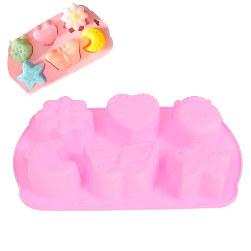 6 mriežkového tvaru hmyzu Mydlová pleseň Fondant Cake Form Food Grade Silikónový koláč dekorácie Nástroj Multifunkcia ručne vyrobená ručne vyrábaná pleseň mydla