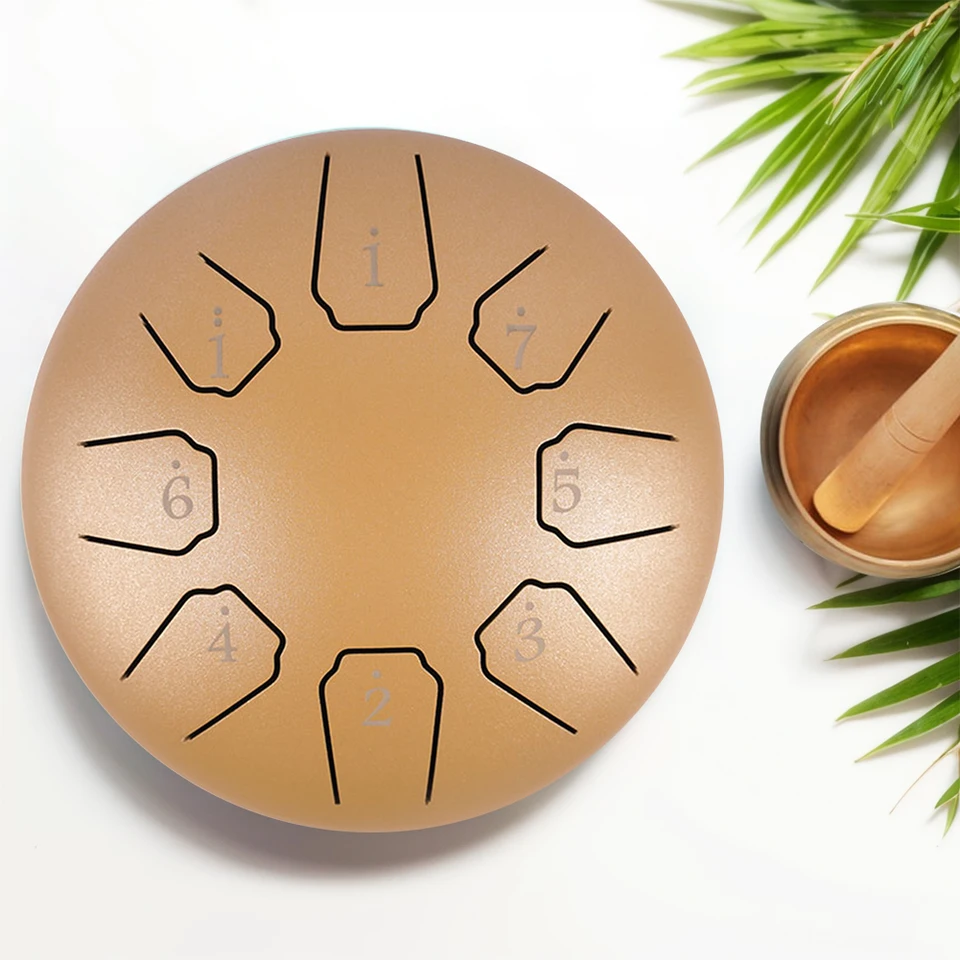 6 palcov 8 Poznámky oceľový jazykový bubon s cestovným taškou a paličkami Handpan Perkusion Instruments pre jogu meditáciu jedinečný darček