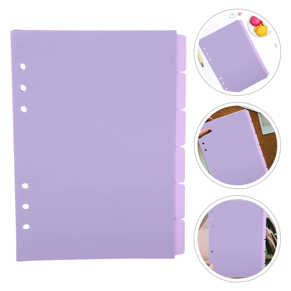 6 PCS Príručka Klasifikácia Index paginácie Farba A5 Veľkosť Binder Paper Oddeľovače Karta pre kruhové karty Lietadlo